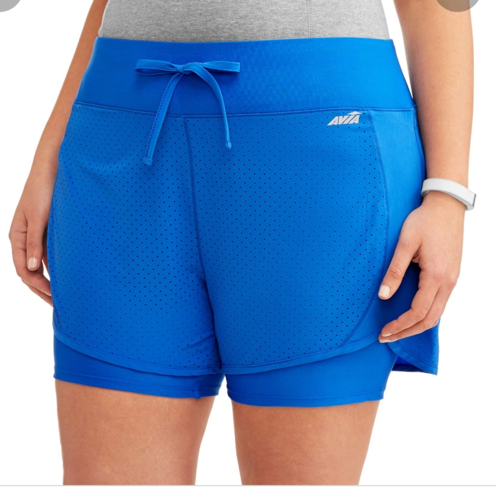 Blue Avia running shorts with spandex liner - womens small
